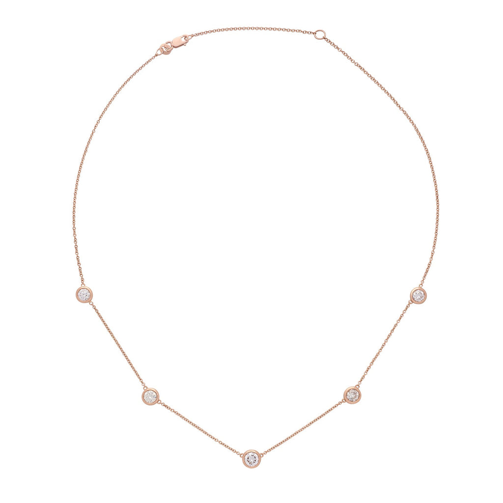 18kt Rose Gold Adjustable Diamonds By The Yard Necklace