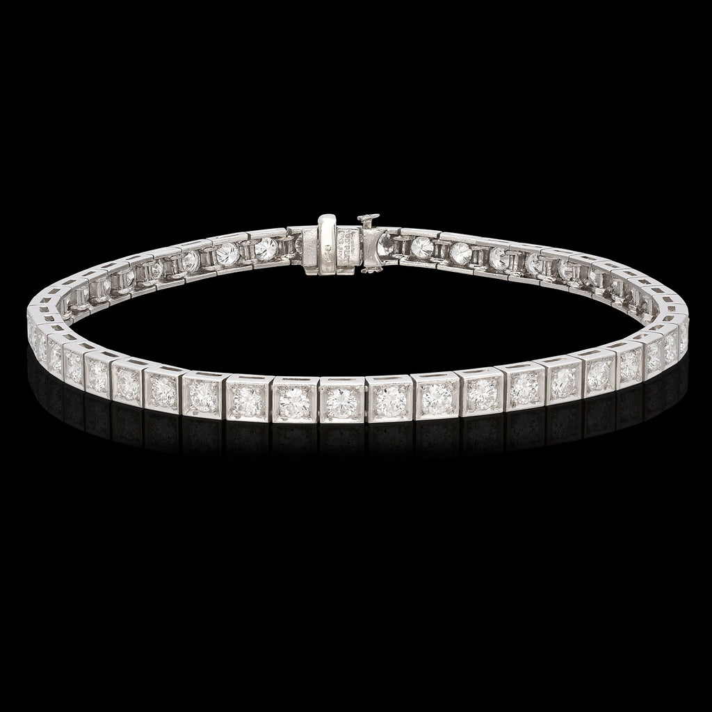 Estate Platinum Diamond Line Bracelet, circa 1950