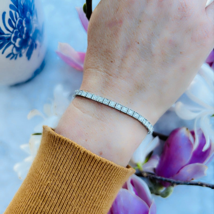 Estate Platinum Diamond Line Bracelet, circa 1950