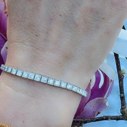 Estate Platinum Diamond Line Bracelet, circa 1950