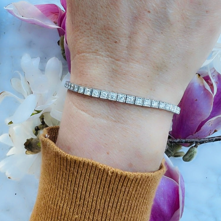 Estate Platinum Diamond Line Bracelet, circa 1950