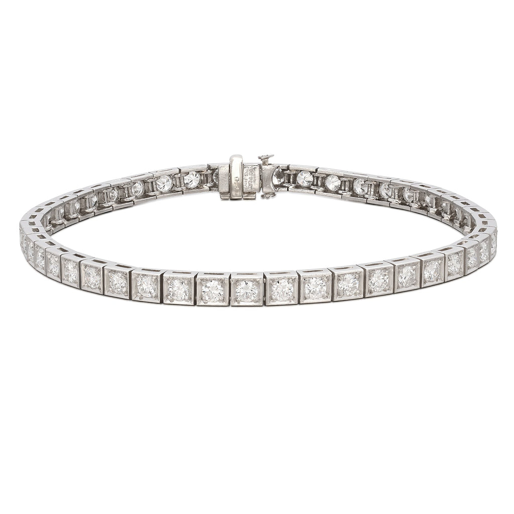 Estate Platinum Diamond Line Bracelet, circa 1950