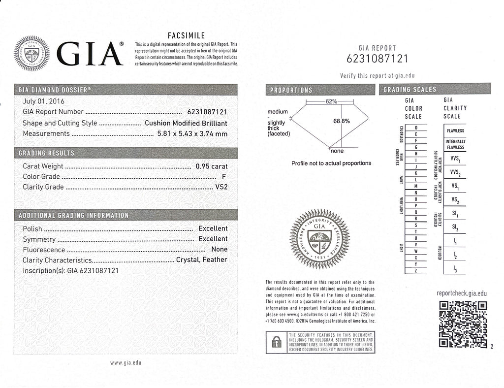 Remarkable Platinum GIA Cushion Cut Diamond Ring