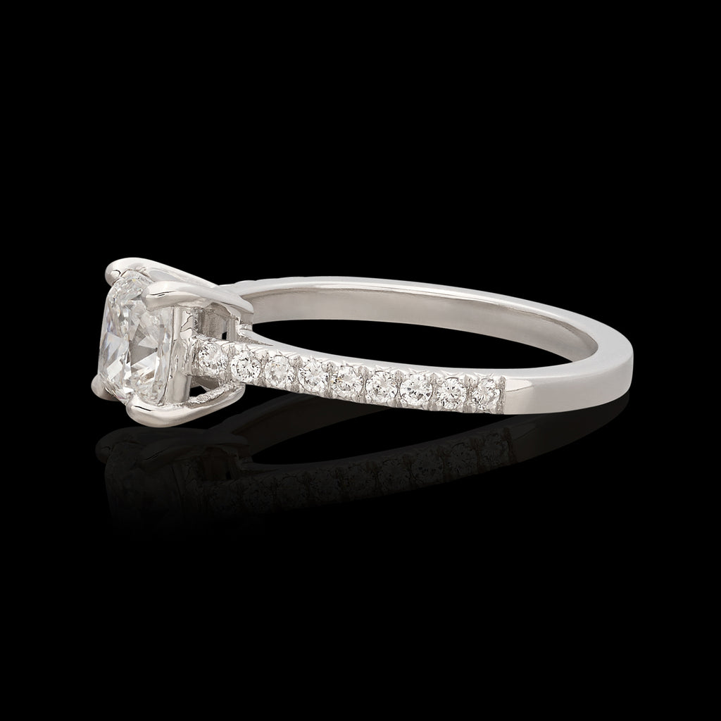 Remarkable Platinum GIA Cushion Cut Diamond Ring