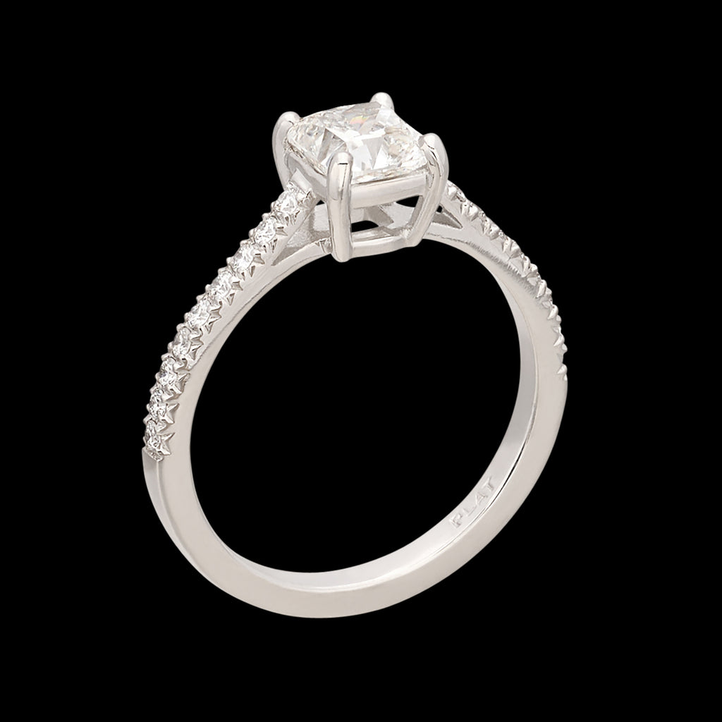 Remarkable Platinum GIA Cushion Cut Diamond Ring