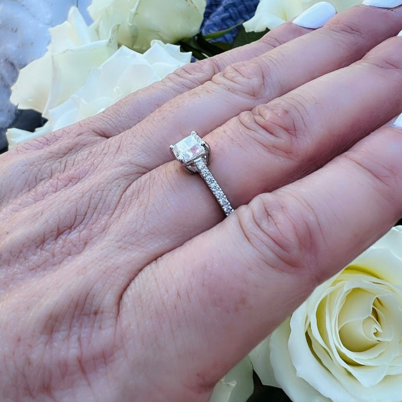 Remarkable Platinum GIA Cushion Cut Diamond Ring