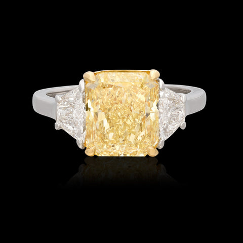 Cartier stamped 4.30ct Fancy Yellow Diamond Engagement Ring