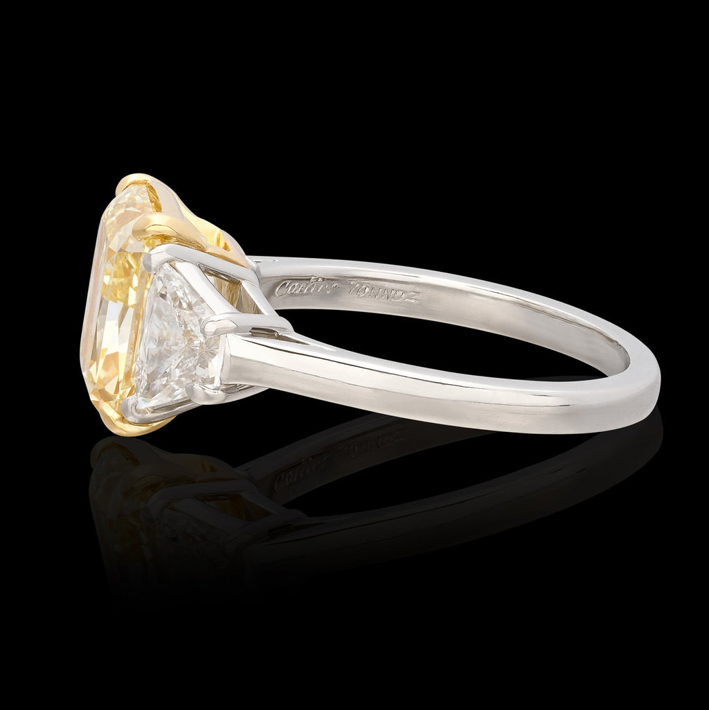 Cartier stamped 4.30ct Fancy Yellow Diamond Engagement Ring
