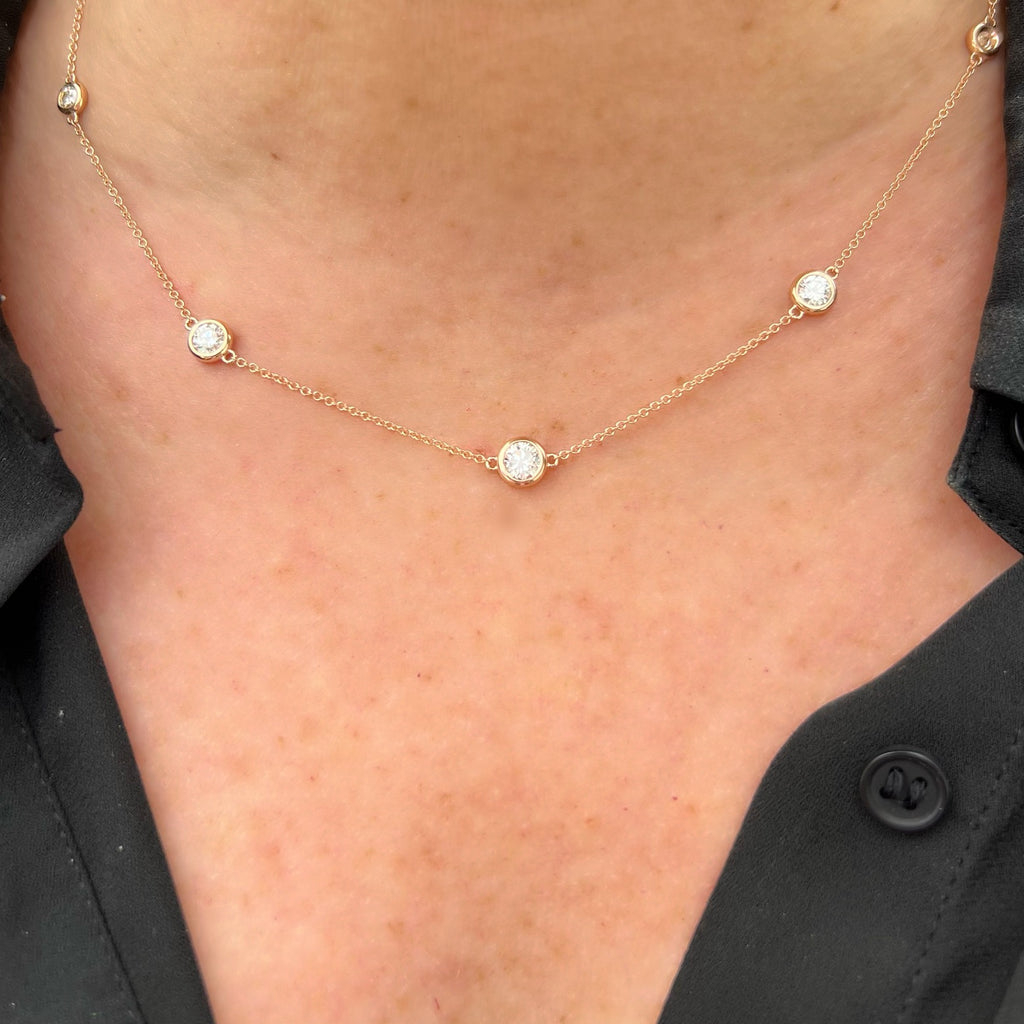 18kt Rose Gold Adjustable Diamonds By The Yard Necklace