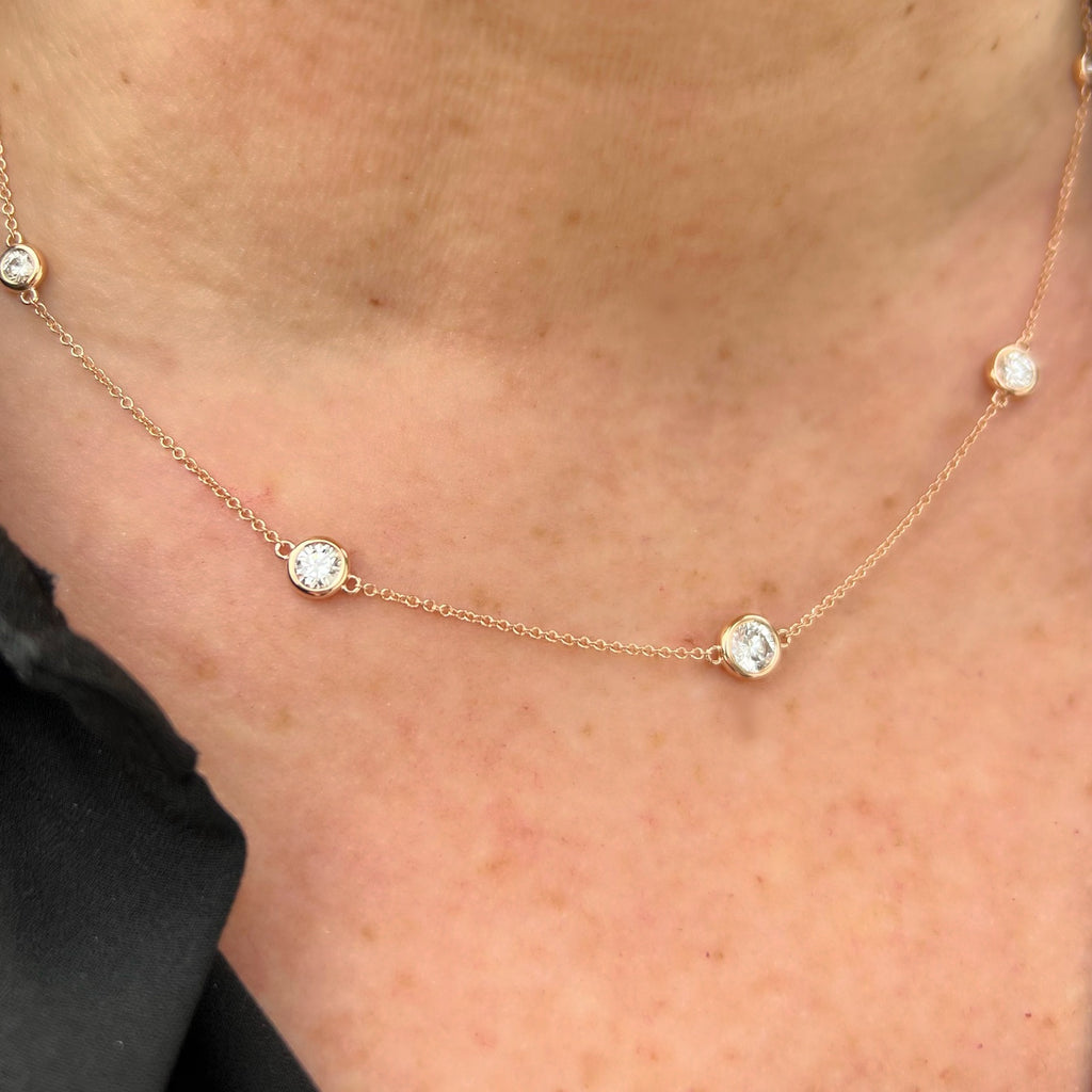 18kt Rose Gold Adjustable Diamonds By The Yard Necklace