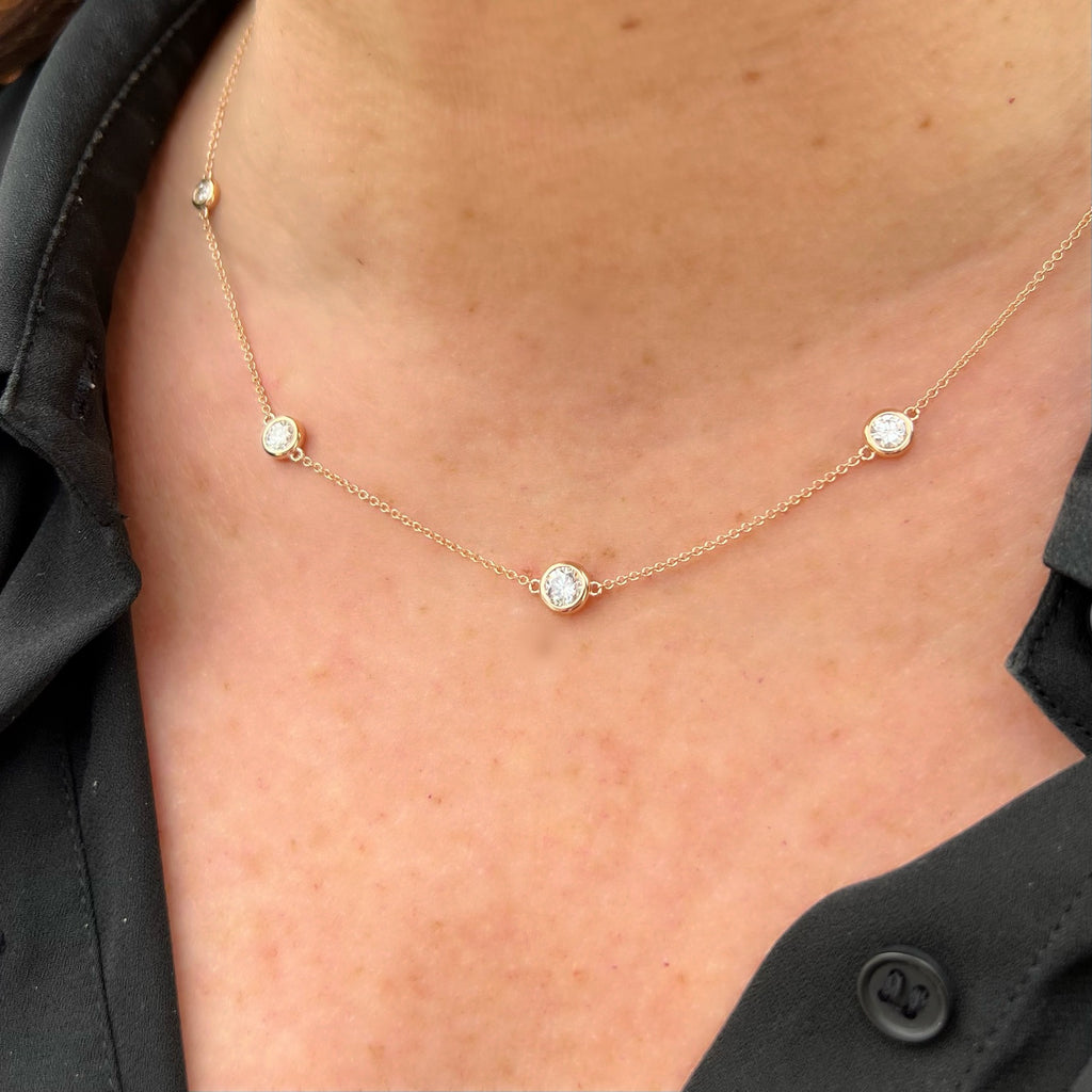 18kt Rose Gold Adjustable Diamonds By The Yard Necklace