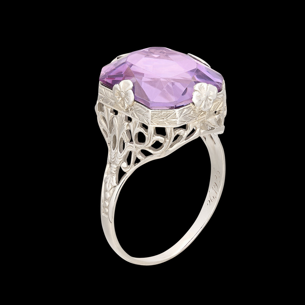 18kt White Gold 7.00ct Amethyst Ring circa 1926