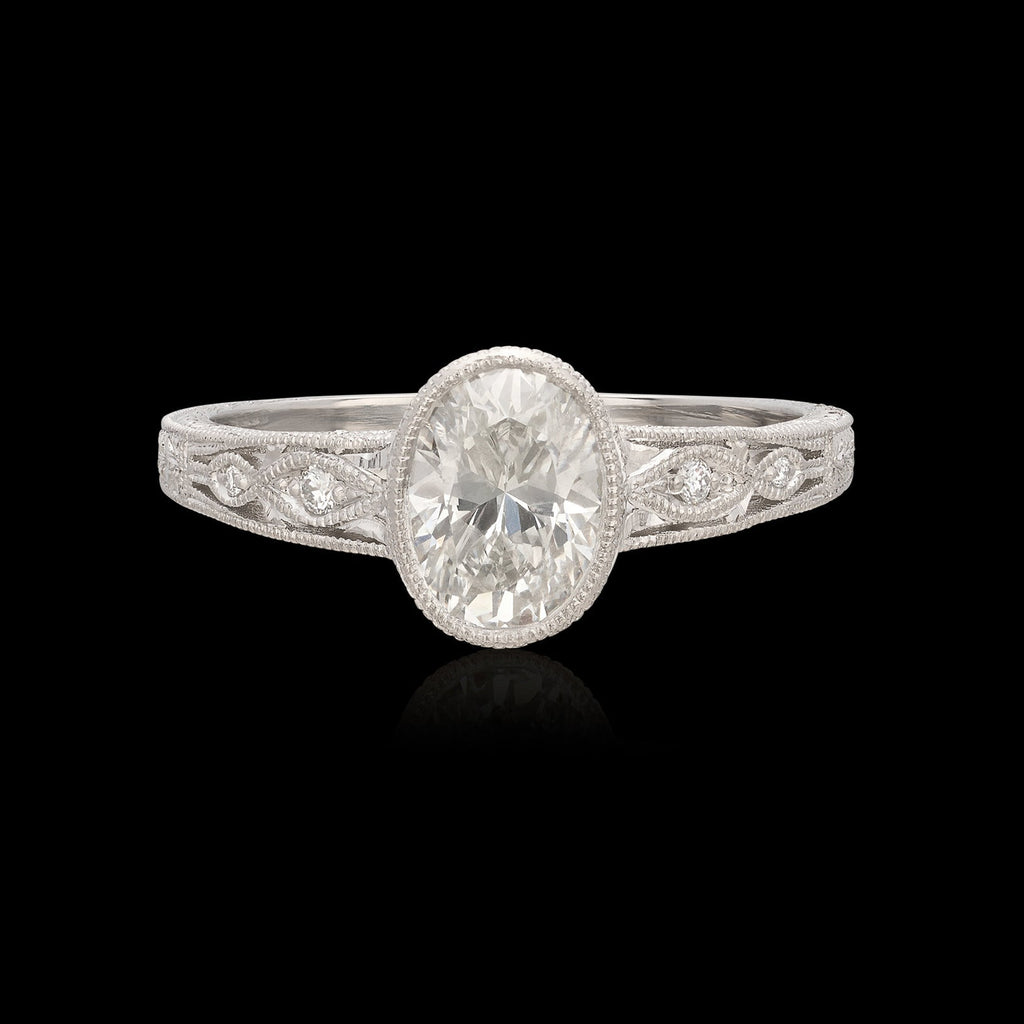 Custom Platinum Oval Cut Diamond Ring