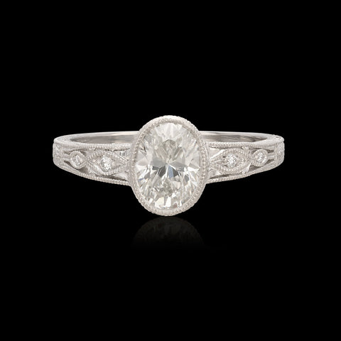 Custom Platinum Oval Cut Diamond Ring