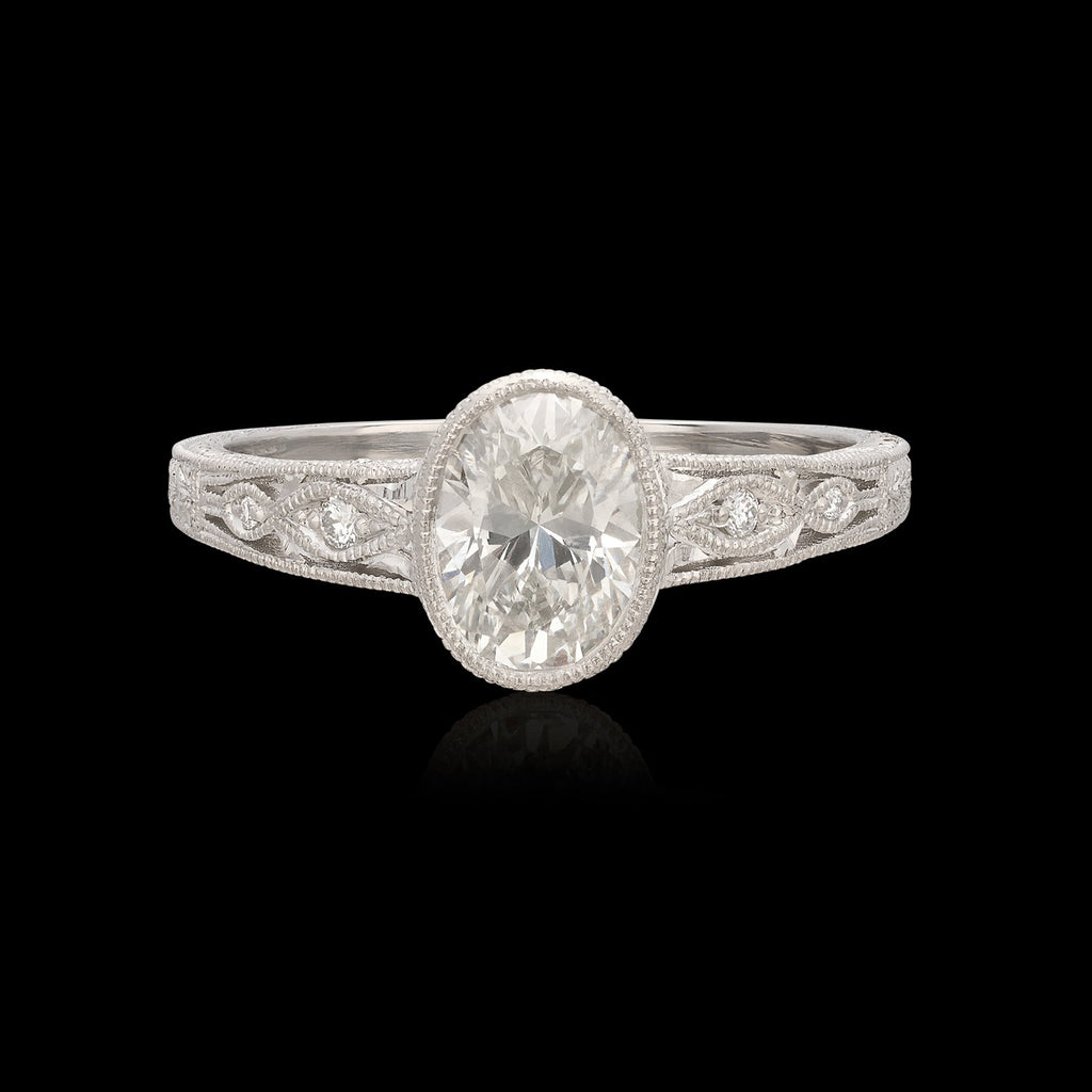 Custom Platinum Oval Cut Diamond Ring