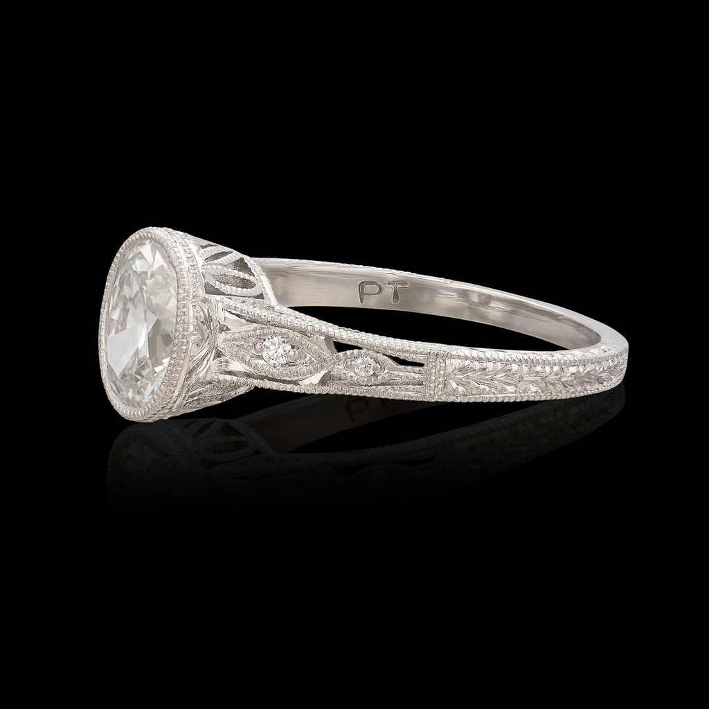 Custom Platinum Oval Cut Diamond Ring