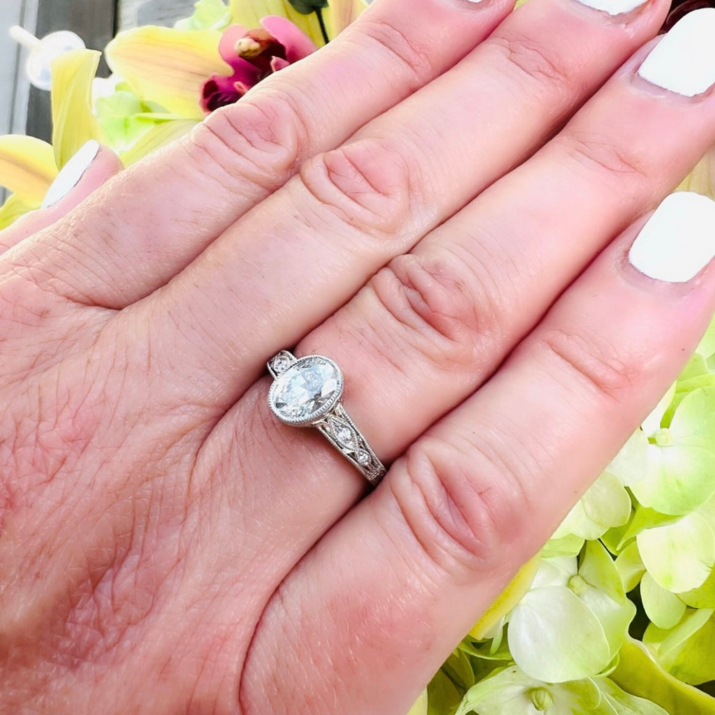 Custom Platinum Oval Cut Diamond Ring