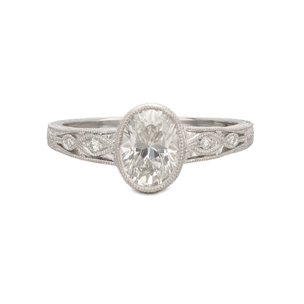 Custom Platinum Oval Cut Diamond Ring