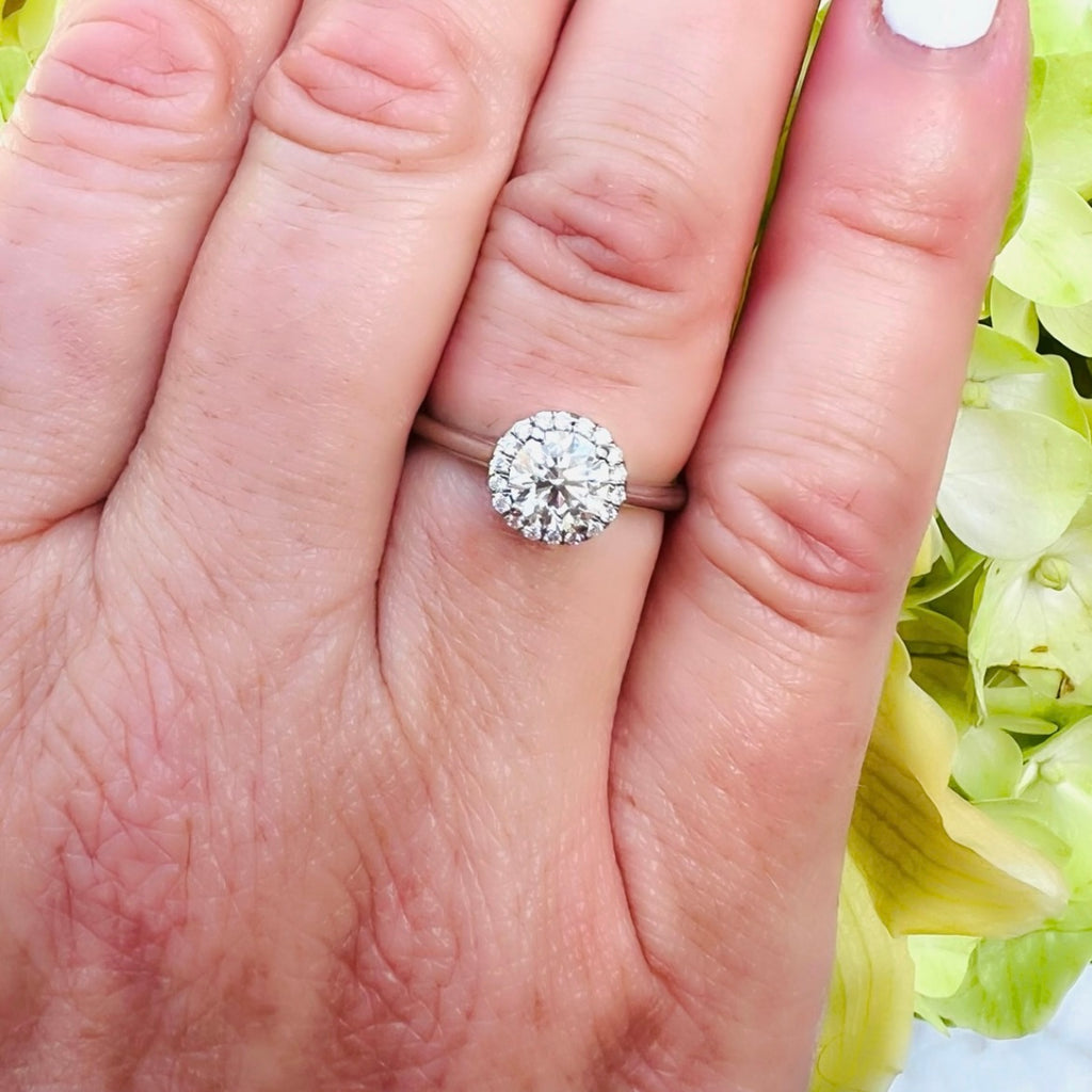 Platinum GIA F/VS2 Diamond Halo Ring