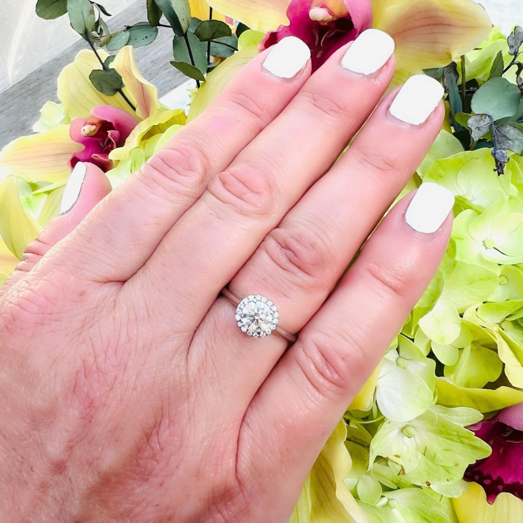 Platinum GIA F/VS2 Diamond Halo Ring