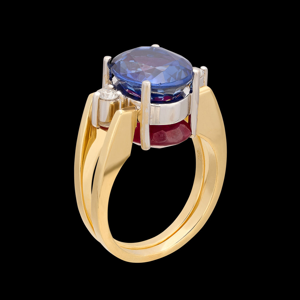 Reversible 18kt Ruby & Sapphire Ring