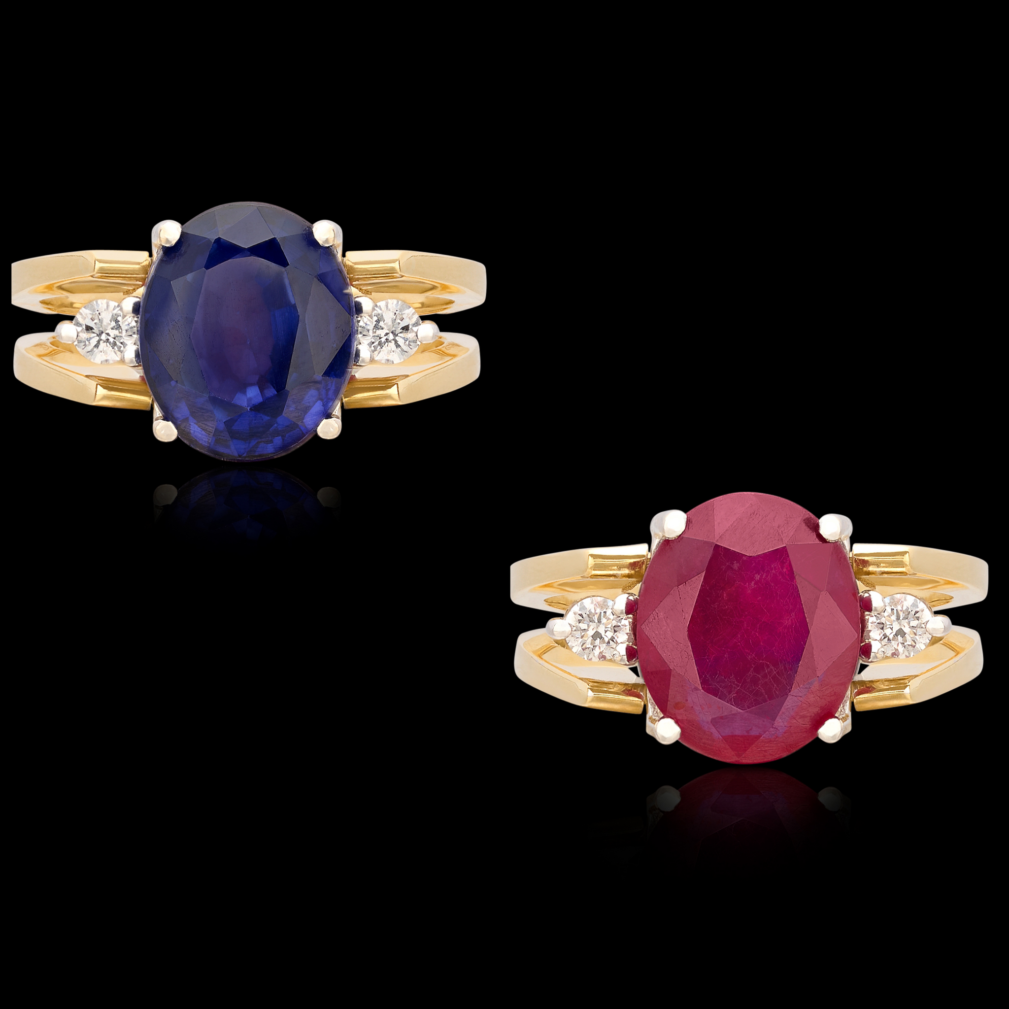 Reversible 18kt Ruby Sapphire Ring