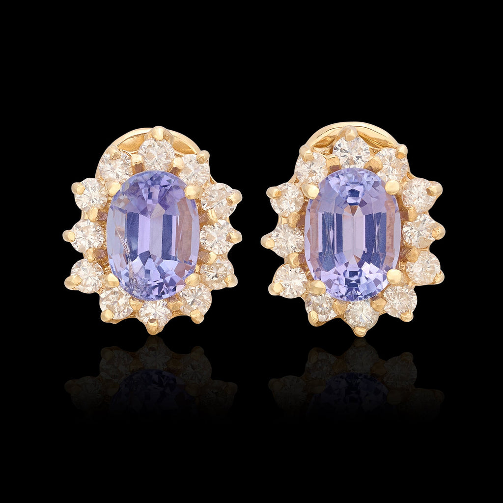 Tanzanite & Diamond Gold Earrings