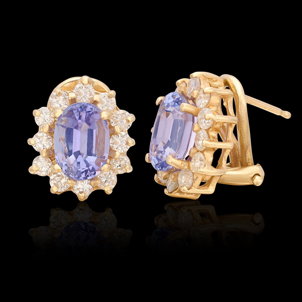 Tanzanite & Diamond Gold Earrings