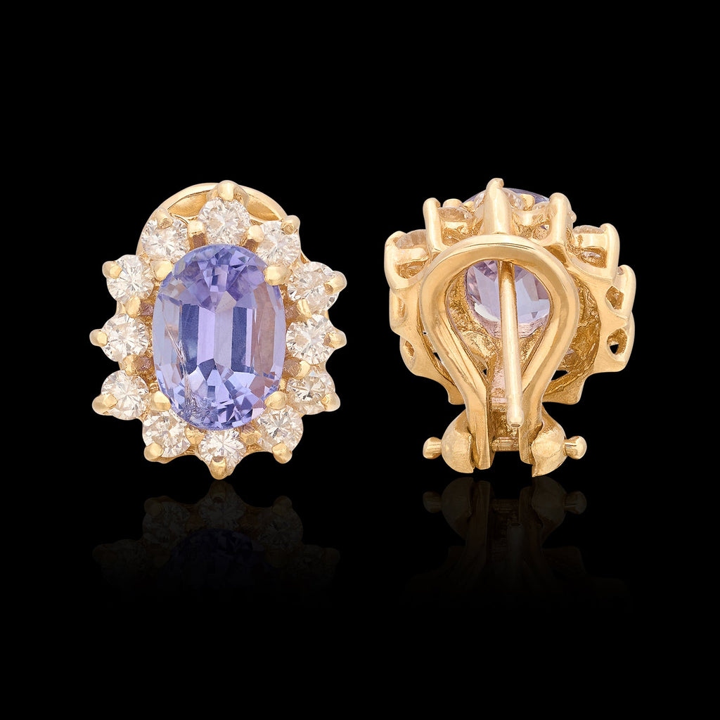 Tanzanite & Diamond Gold Earrings