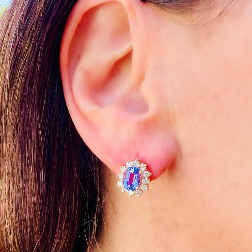 Tanzanite & Diamond Gold Earrings
