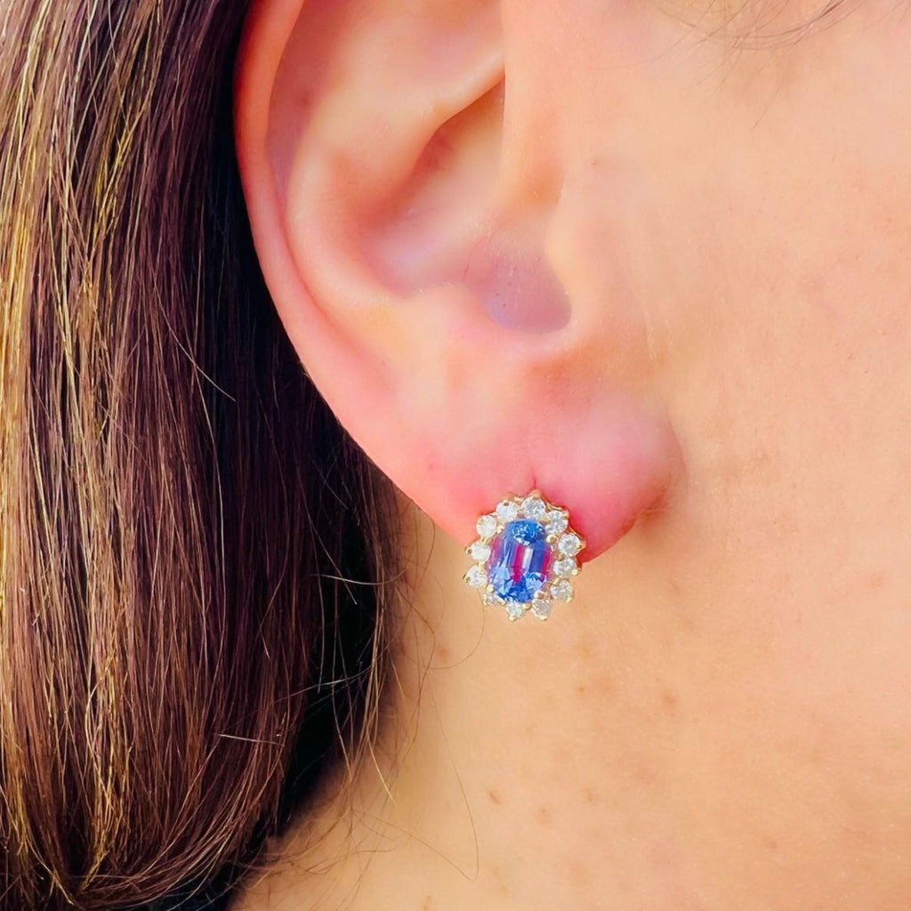 Tanzanite & Diamond Gold Earrings