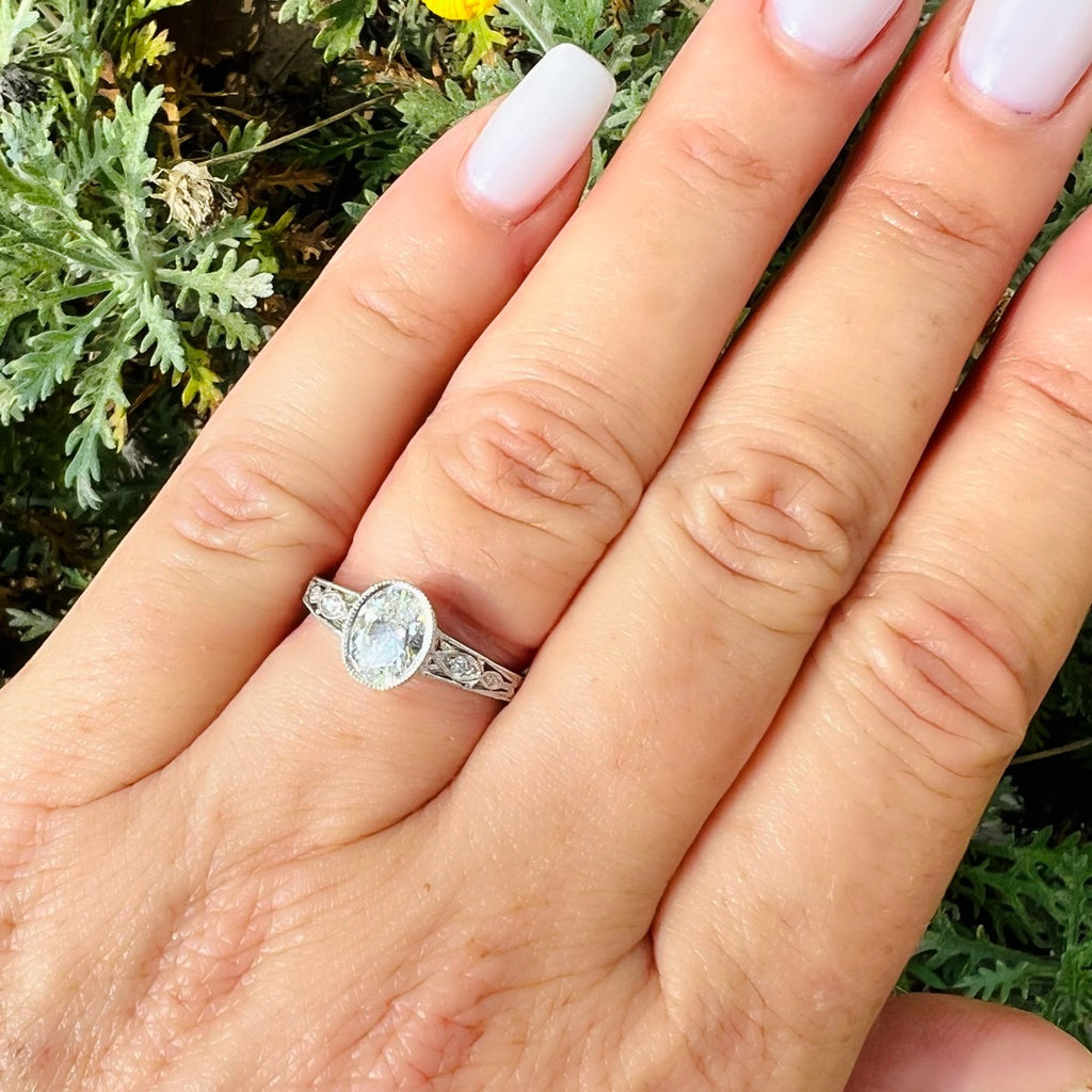 Custom Platinum Oval Cut Diamond Ring