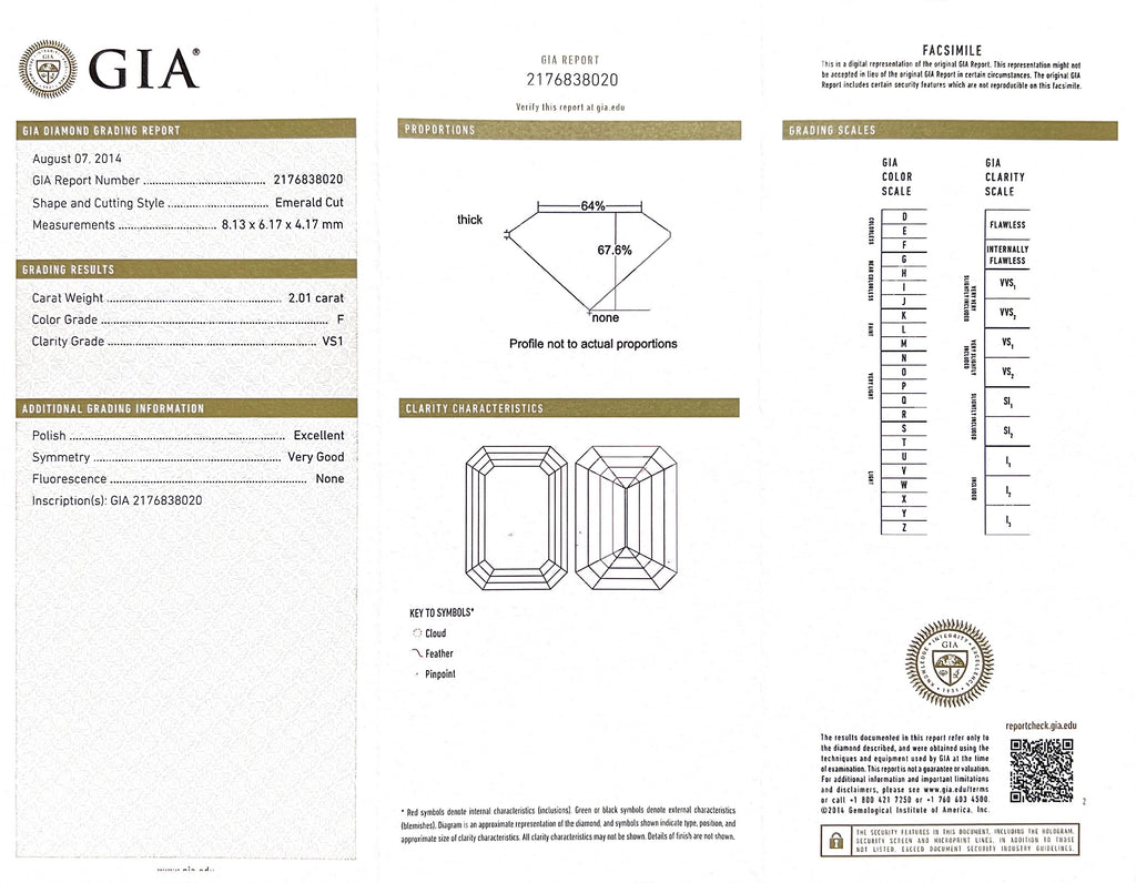 Extraordinary 2.01ct Emerald Cut Art Deco Style Platinum Diamond Ring