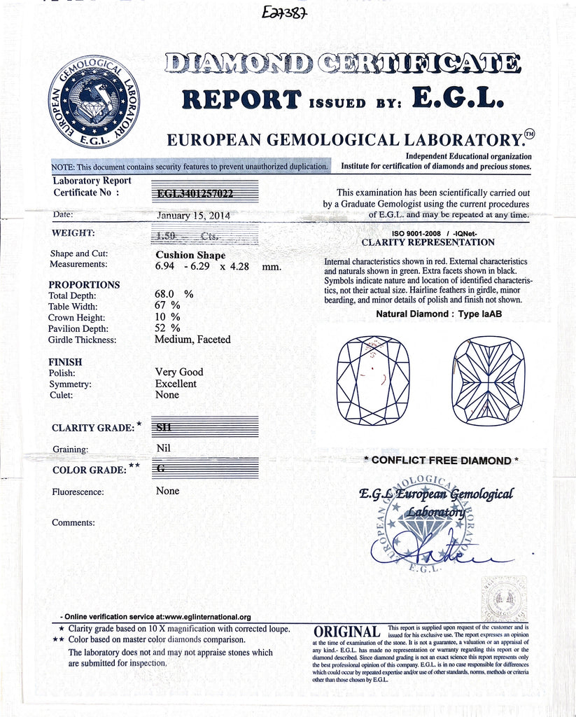 1.50-ct. Cushion Diamond & 14k Gold Engagement Ring