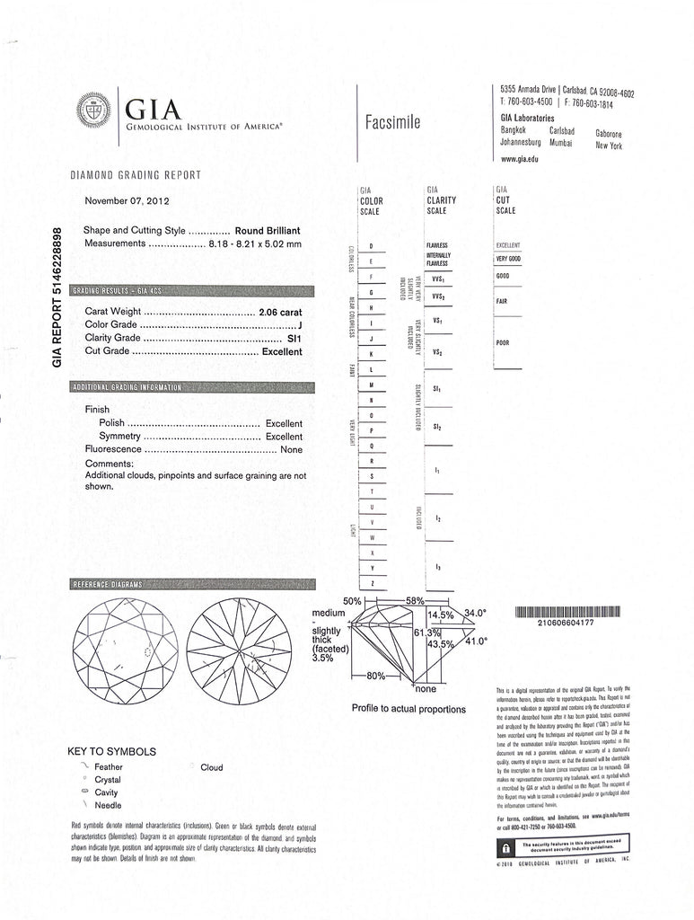 Extraordinary GIA 2.06ct Yellow Gold Diamond Ring