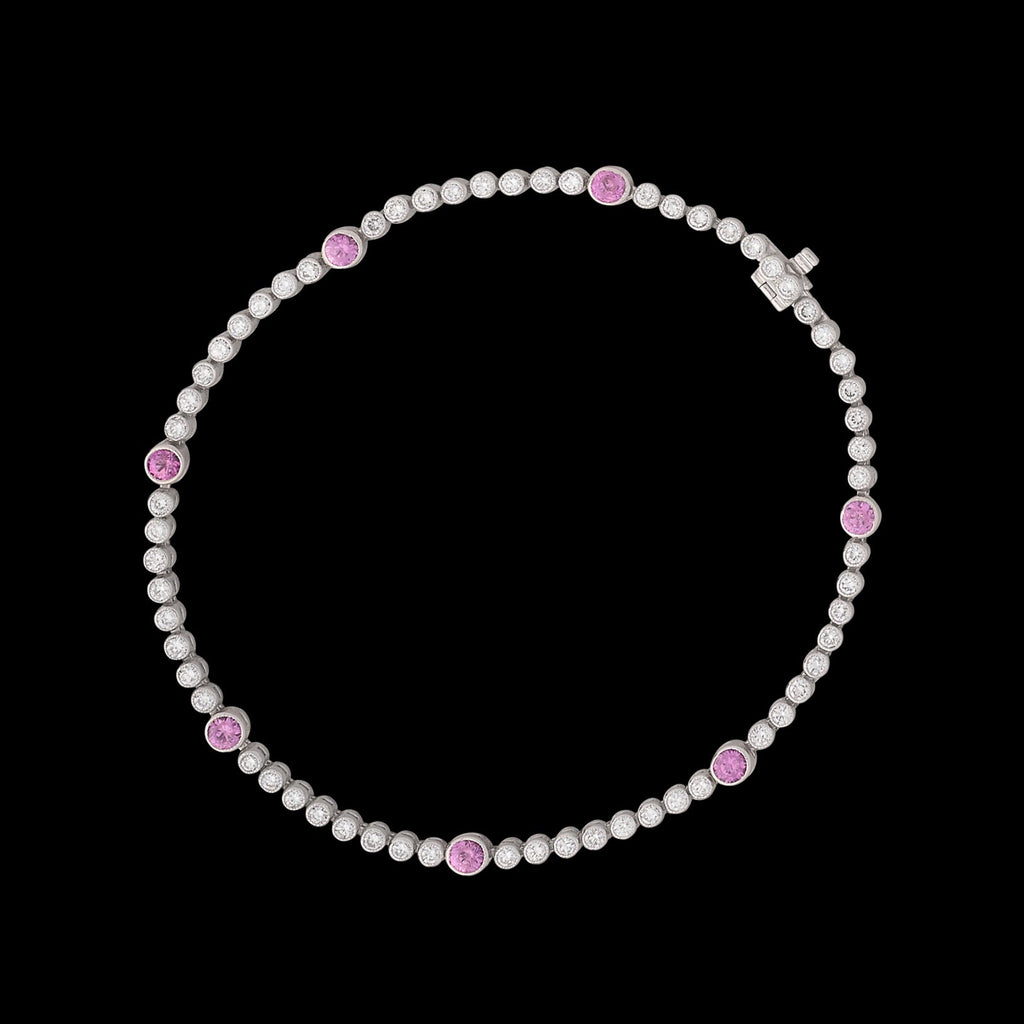 Diamond & Pink Tourmaline Line Bracelet
