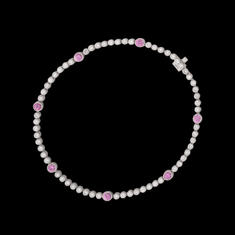 Diamond & Pink Tourmaline Line Bracelet