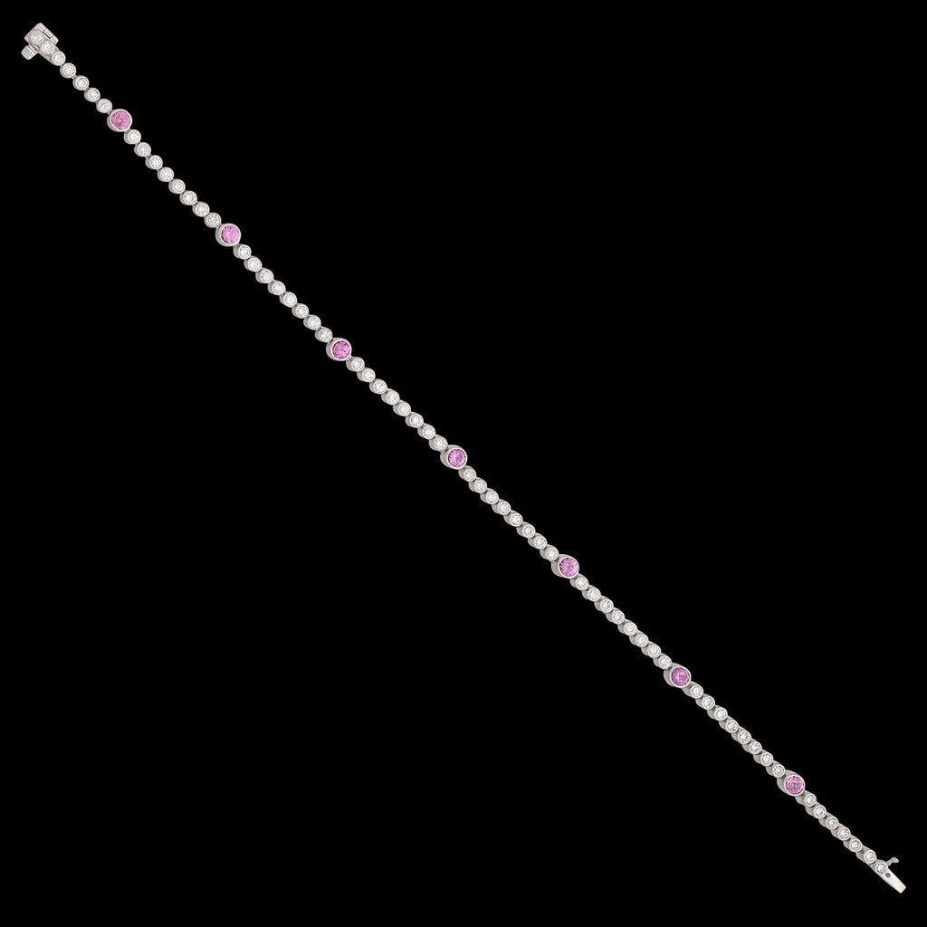 Diamond & Pink Tourmaline Line Bracelet