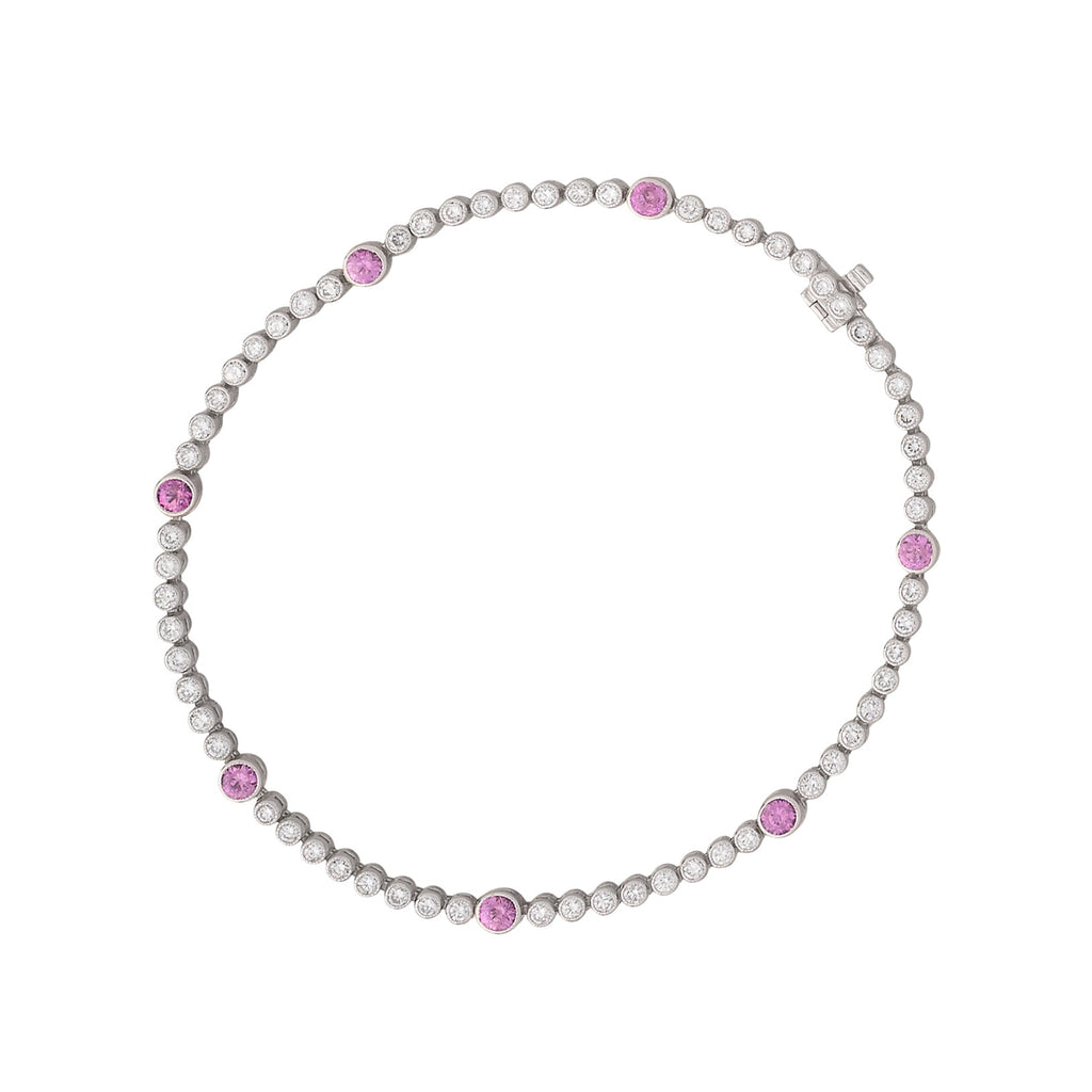 Diamond & Pink Tourmaline Line Bracelet