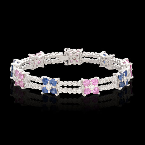 Estate Multi-Color Sapphire & Diamond Bracelet