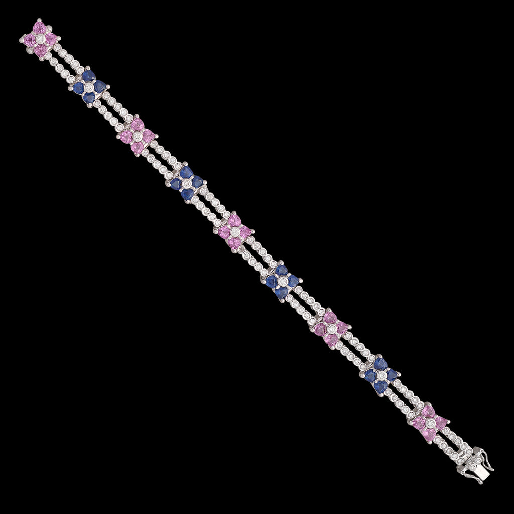 Estate Multi-Color Sapphire & Diamond Bracelet