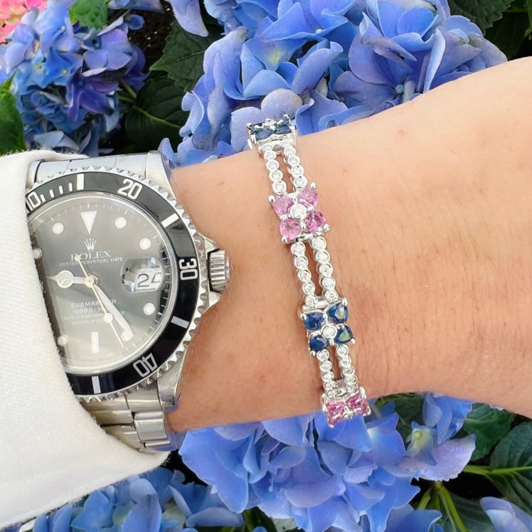 Estate Multi-Color Sapphire & Diamond Bracelet
