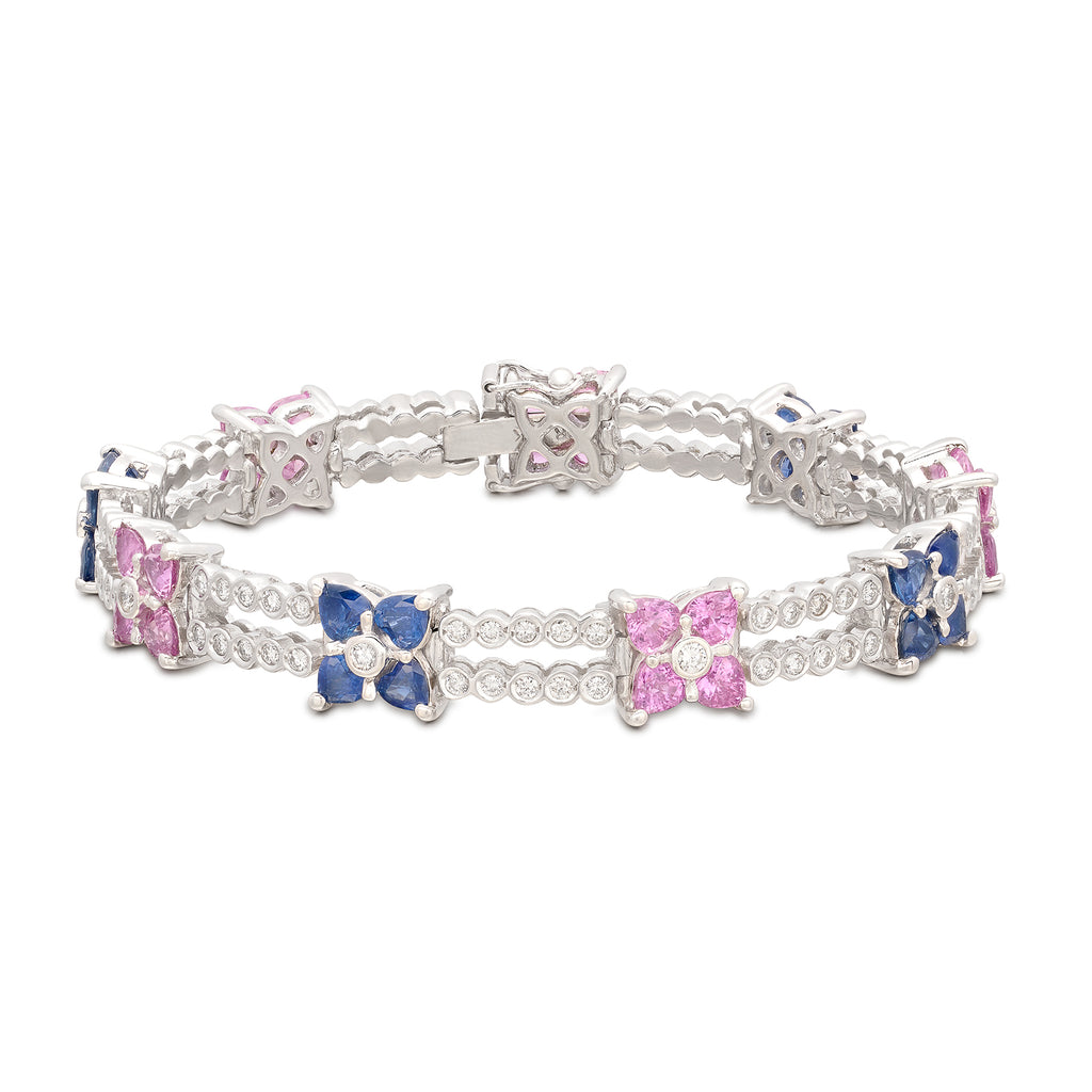 Estate Multi-Color Sapphire & Diamond Bracelet
