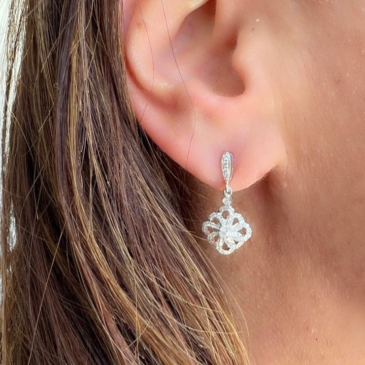 Diamond & 18k White Gold Earrings
