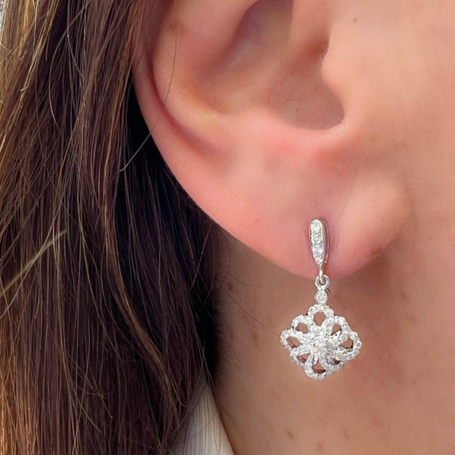 Diamond & 18k White Gold Earrings
