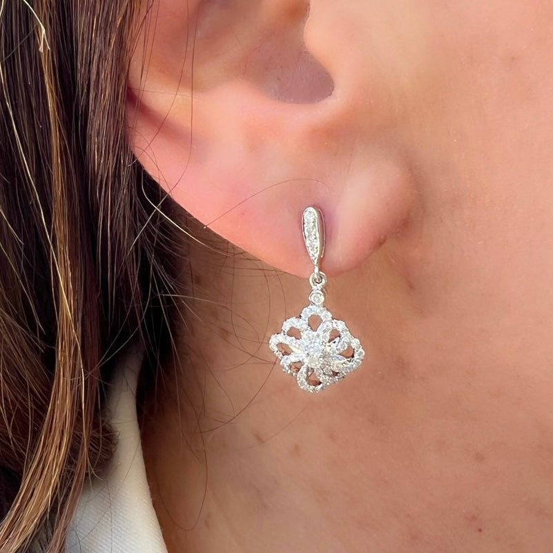 Diamond & 18k White Gold Earrings