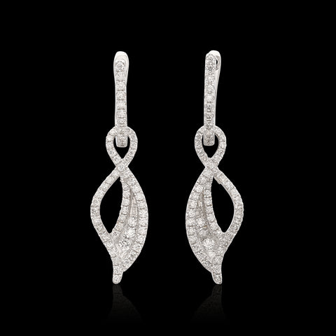 Elegant Diamond and 18k White Gold Drop Day/Night Earrings
