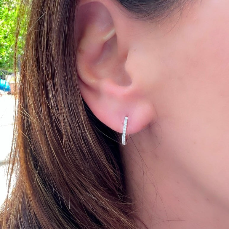 Elegant Diamond and 18k White Gold Drop Day/Night Earrings