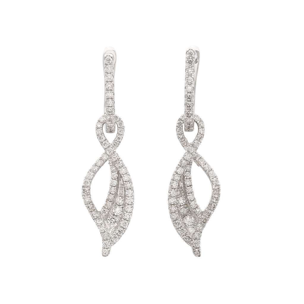Elegant Diamond and 18k White Gold Drop Day/Night Earrings