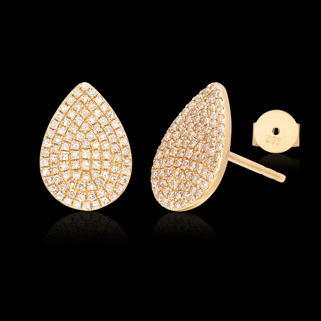 Diamond and 14k Gold Tear Drop Earrings